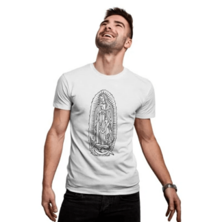 camiseta branca masculina nossa senhora guadalupe